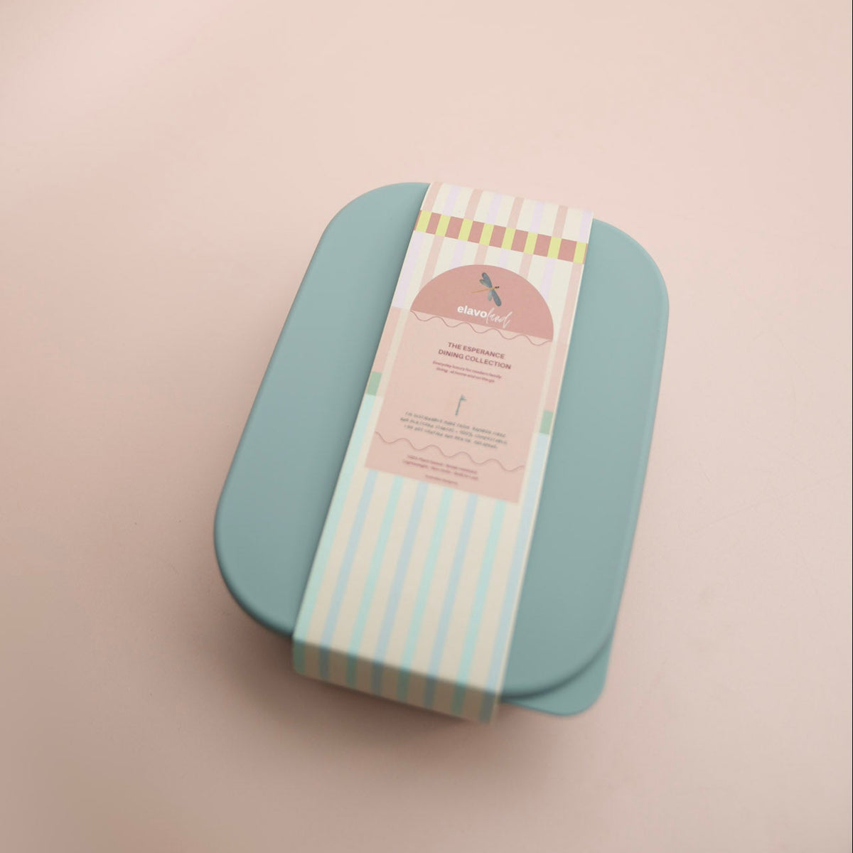 Blue lunch box with packaging