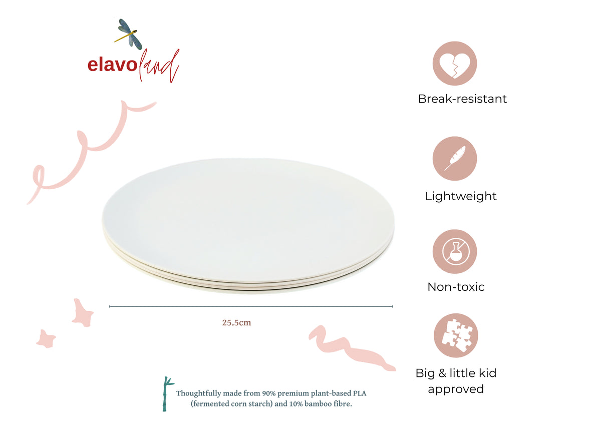 flat plates in a stack of four with features like lightweight and break-resistant