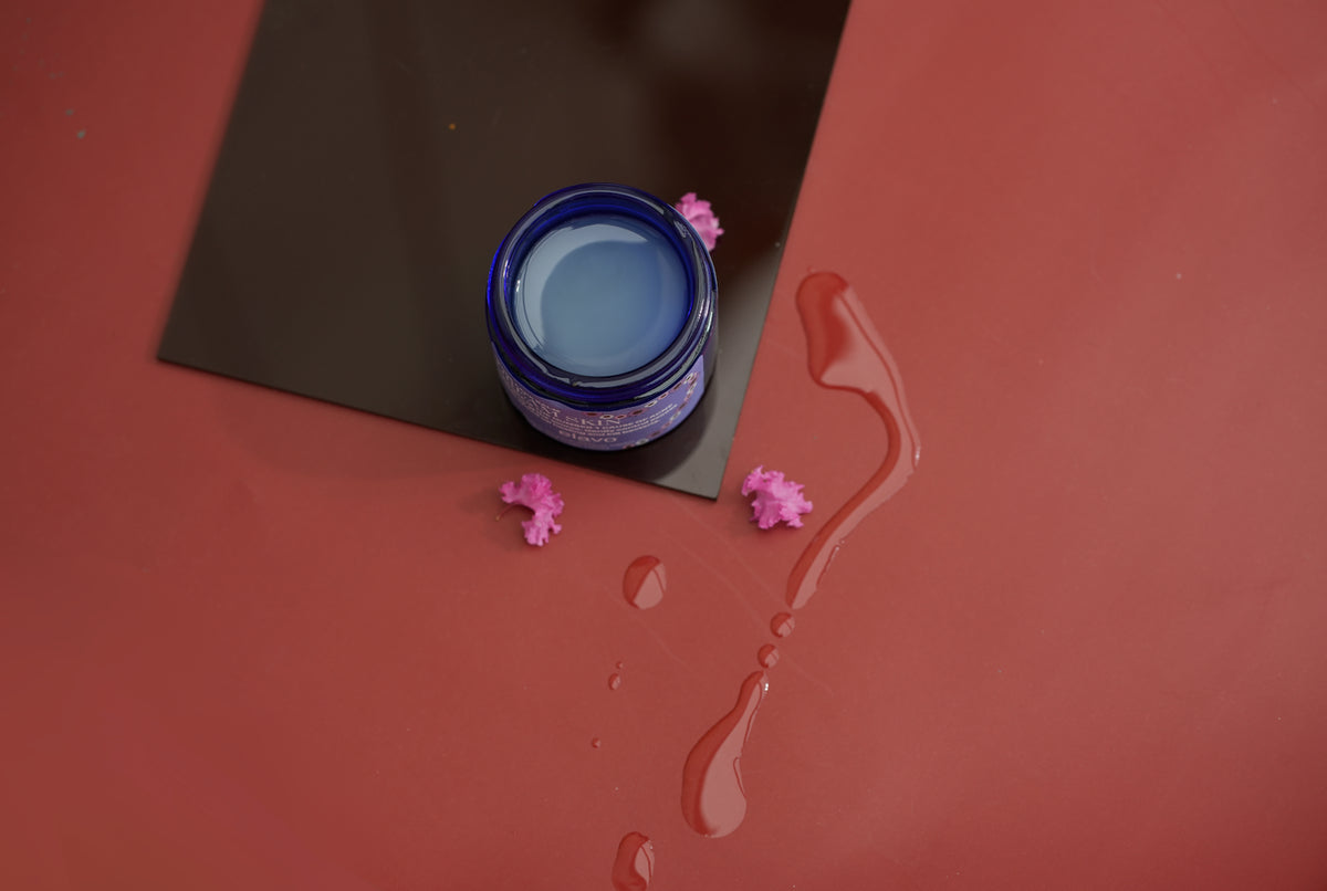 ozone oil jar with oil on the background