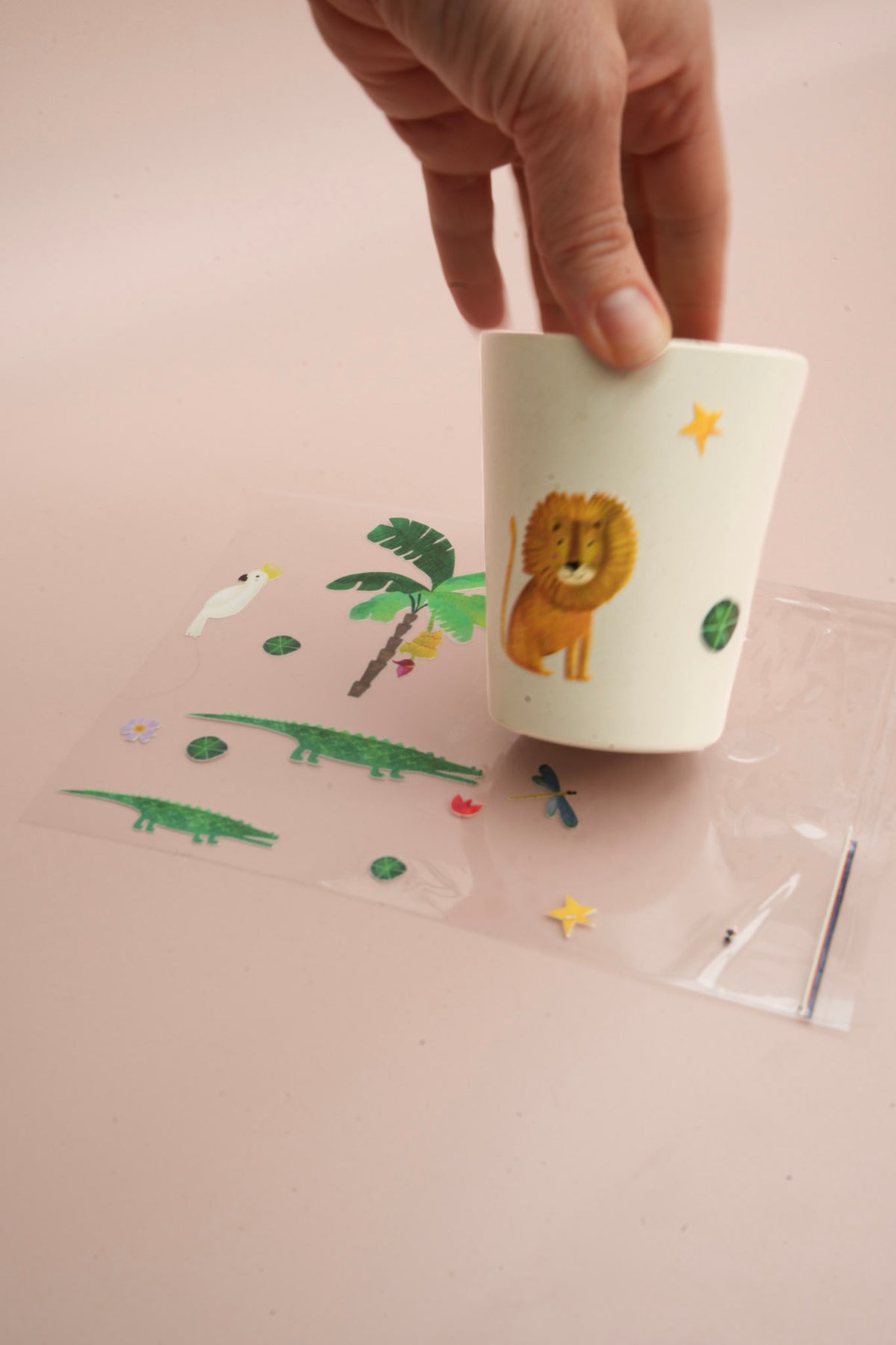 Lion sticker on a cup