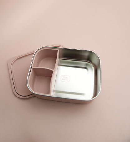 Pink lunch box with three compartments