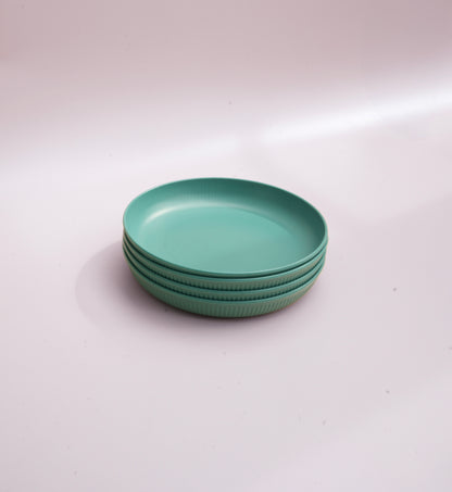 Beautifully designed blue wheat straw plates for kids and adults. Colour is green.